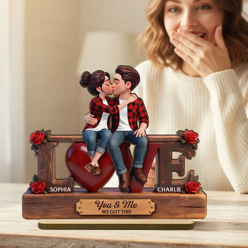 Personalized Couple Figurine Love Sculpture for Romantic Gift - Anniversary or Valentine's Day Plaque MagicInPrints