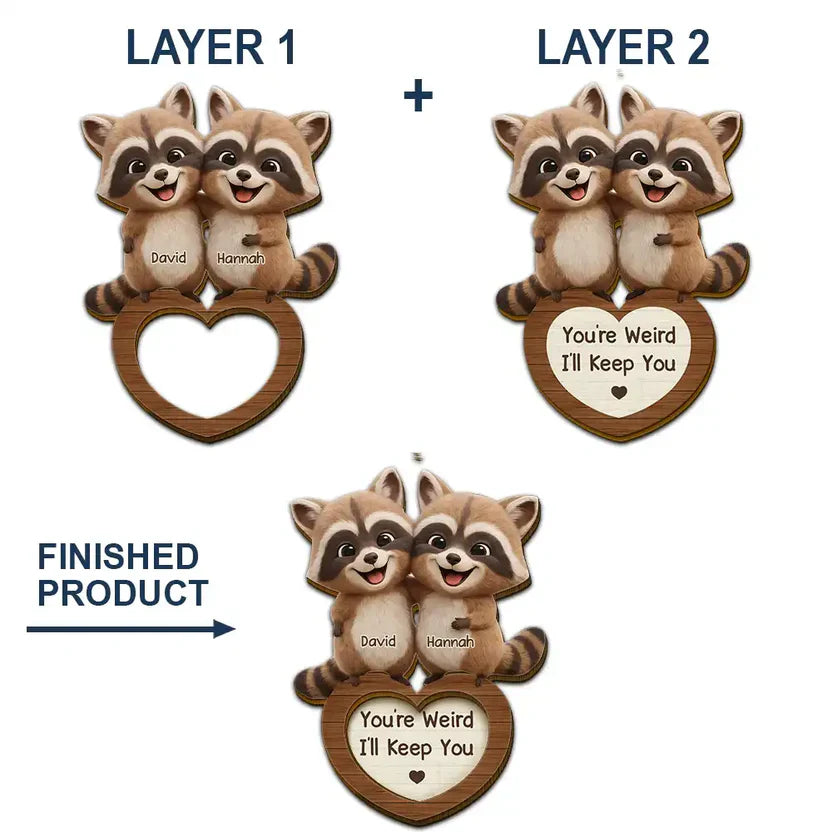 Personalized Raccoon Car Hanging Ornament for Couples - Funny Love Gift Car Hanger MagicInPrints