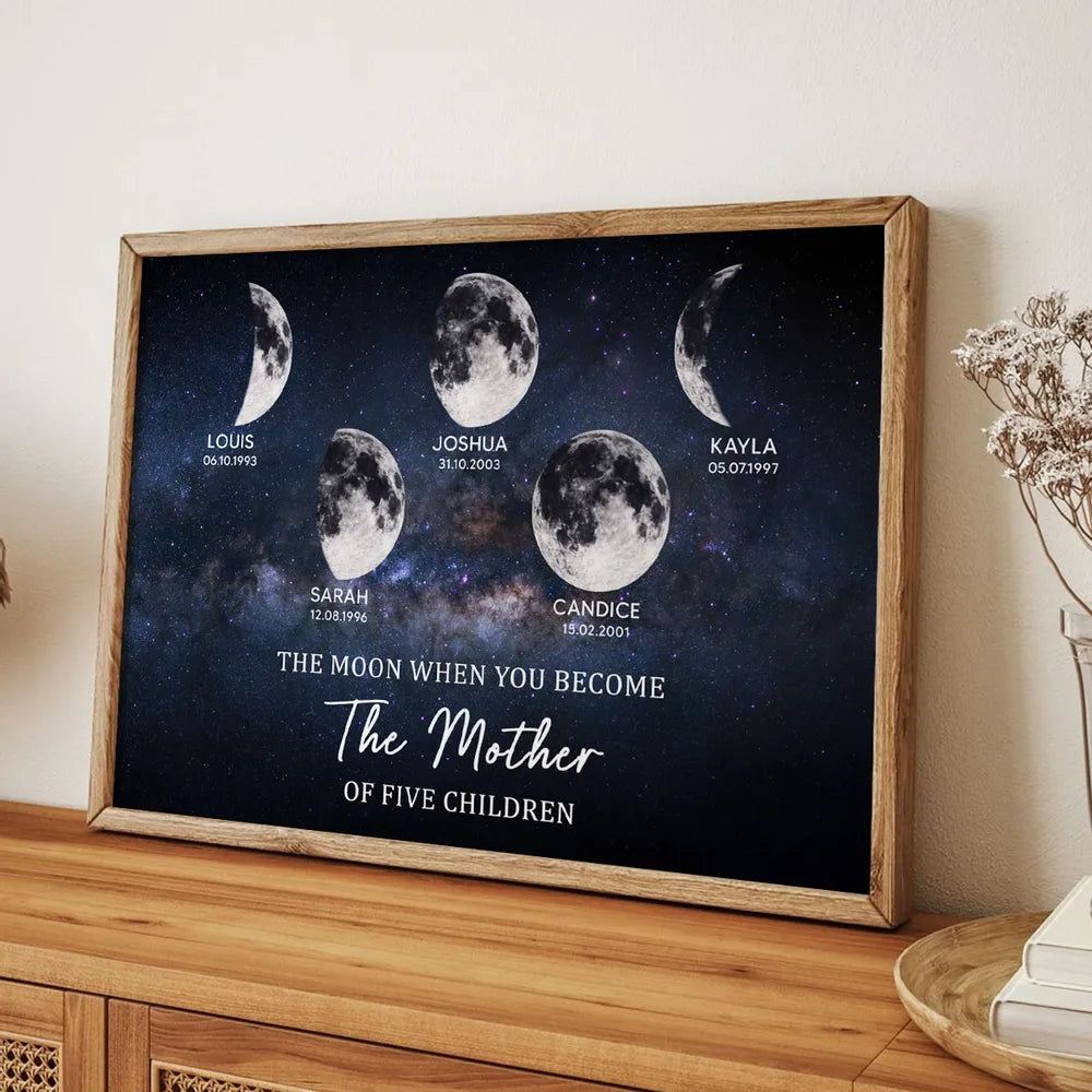 Personalized Moon Phase Family Canvas for Mothers - Sentimental Gift Poster or Canvas MagicInPrints