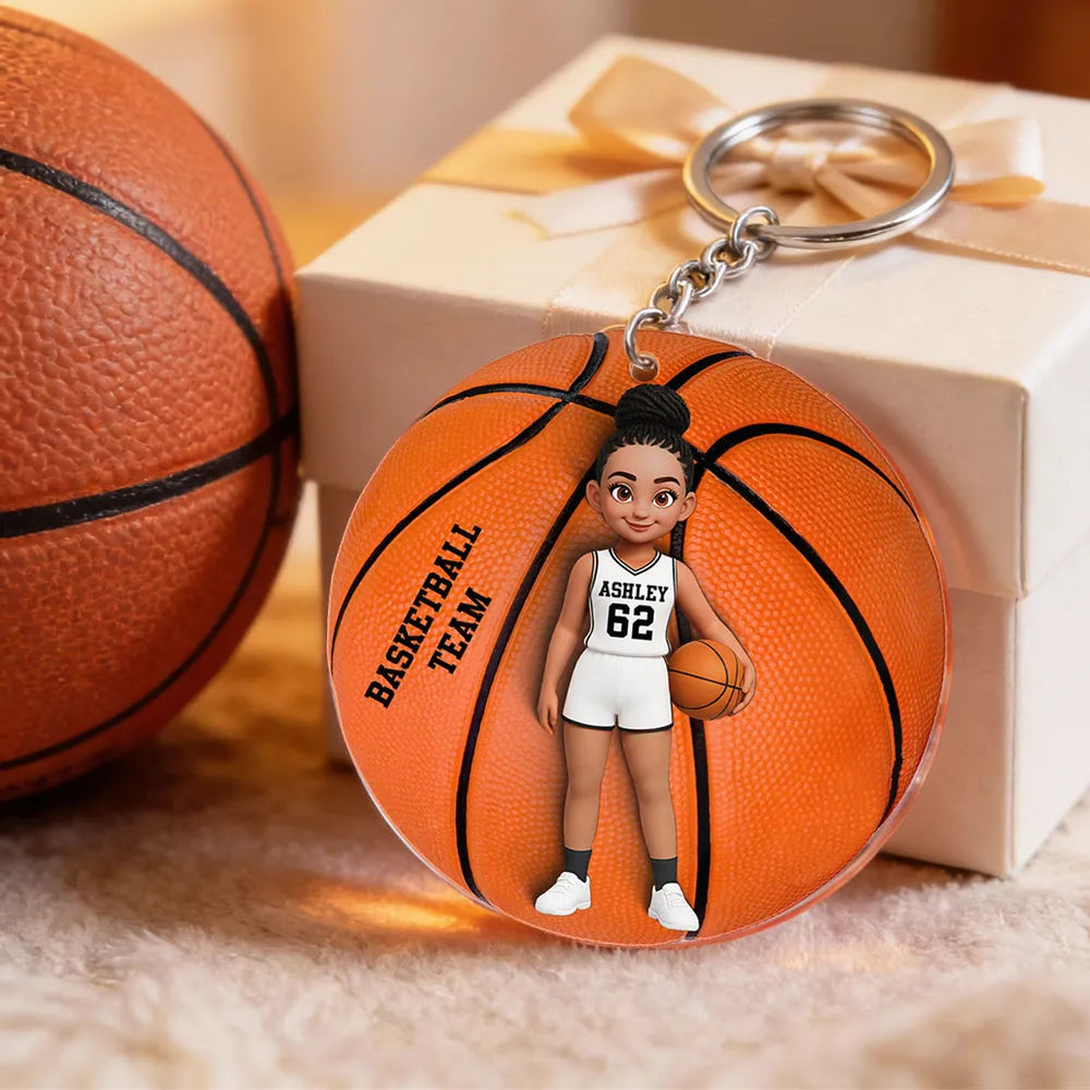 Custom Basketball Team Keychain for Kids - Personalized Sports Gift Keychain MagicInPrints