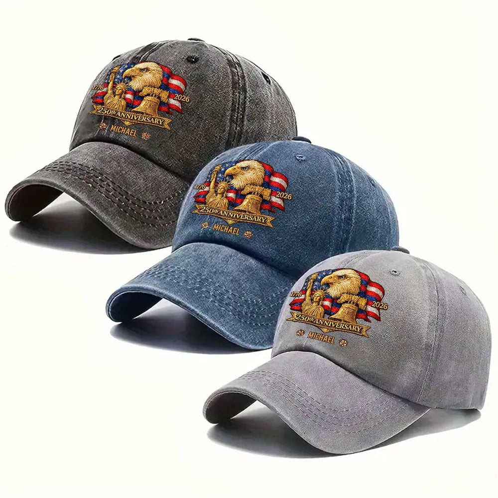 Custom Embroidered 250th Anniversary Cap for Patriotic Celebrations Hat MagicInPrints