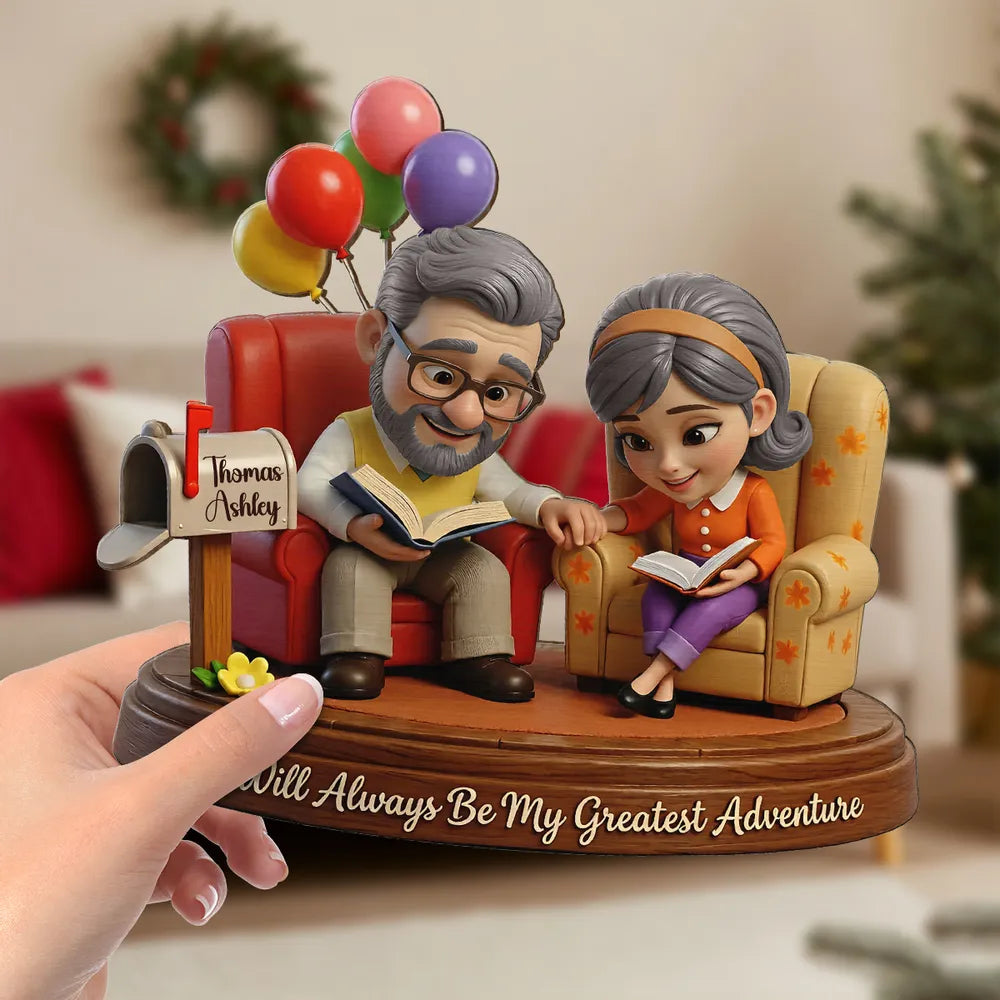 Personalized Grandparents Figurine with Books and Balloons - Sentimental Gift Plaque MagicInPrints