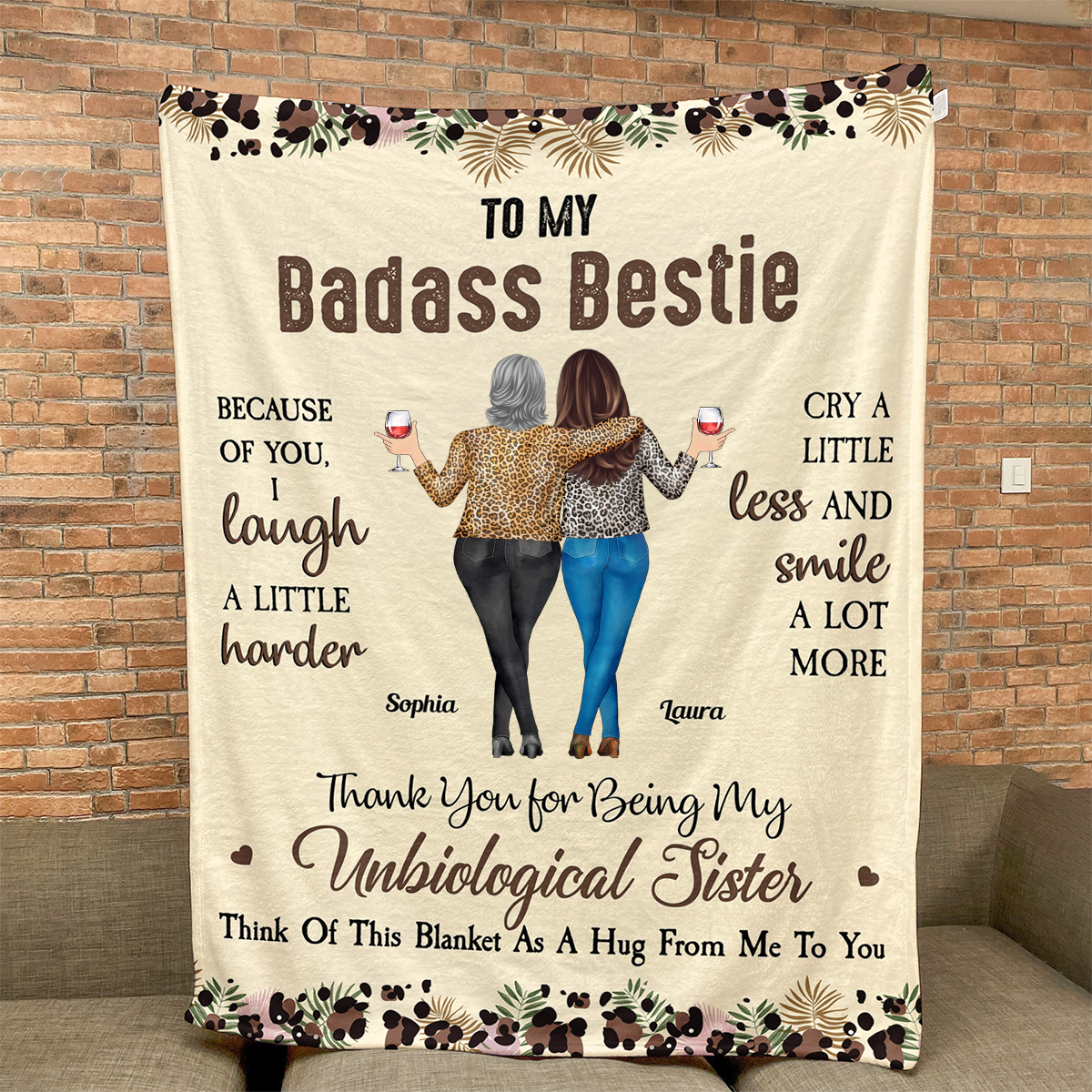 Personalized Fleece Blanket for Best Friends - Unbiological Sister Gift Blanket MagicInPrints
