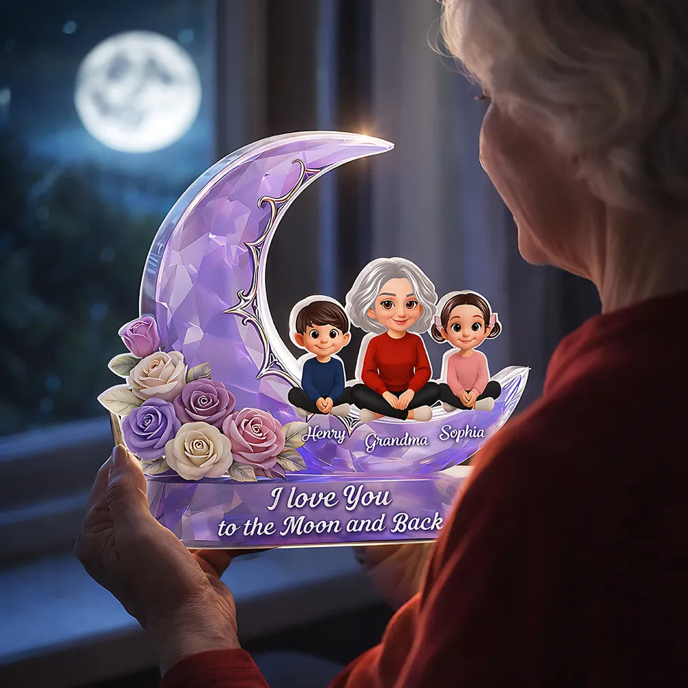 Personalized Moon and Back Acrylic Plaque for Grandma - Sentimental Gift Plaque MagicInPrints