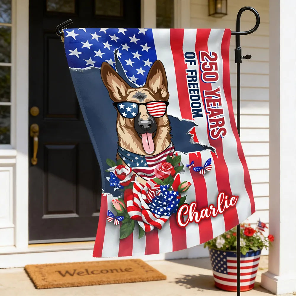 Personalized Patriotic Dog Garden Flag for Pet Lovers - Independence Day Decor Flag MagicInPrints