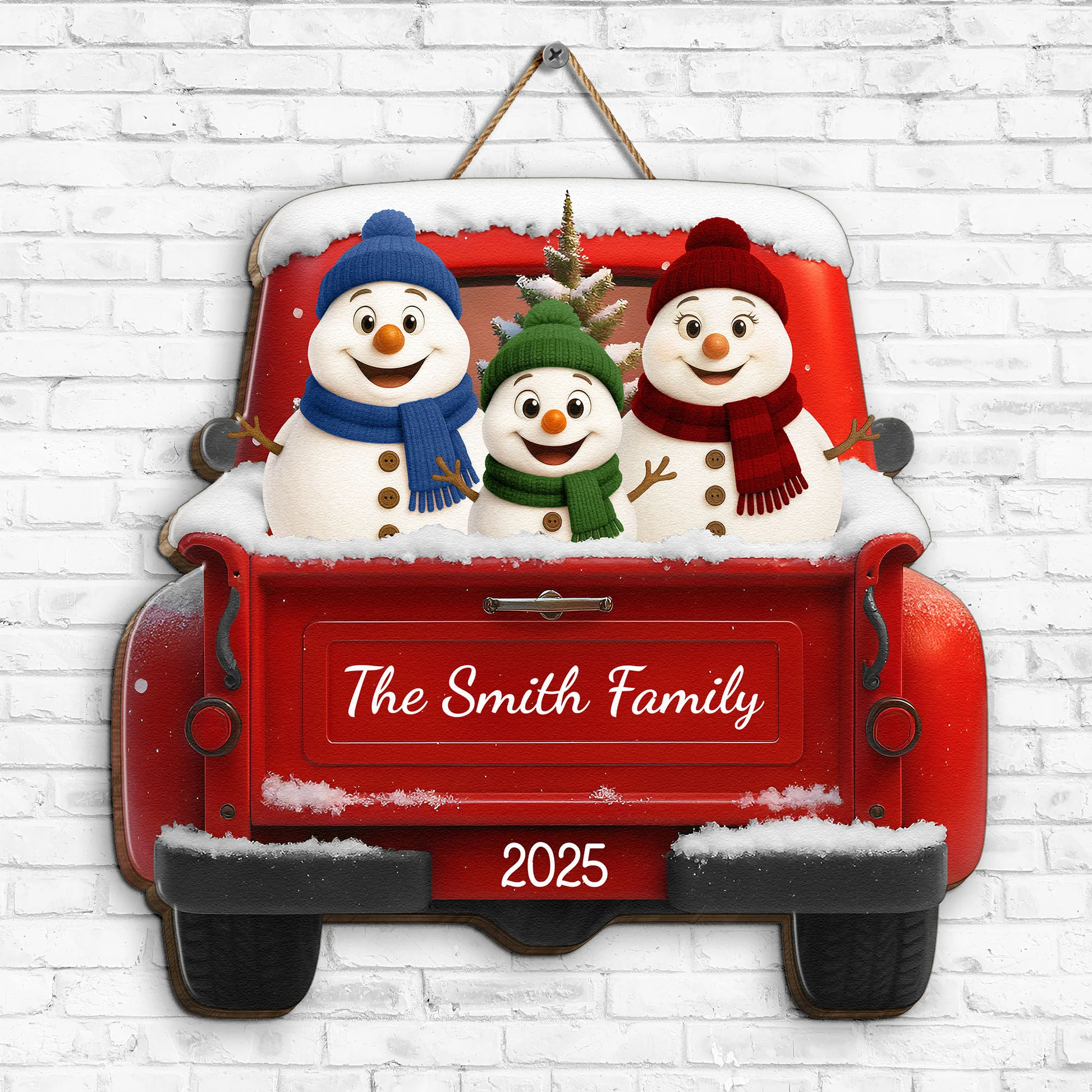 Personalized Snowman Family Christmas Wall Decor - Festive Holiday Decoration Sign MagicInPrints