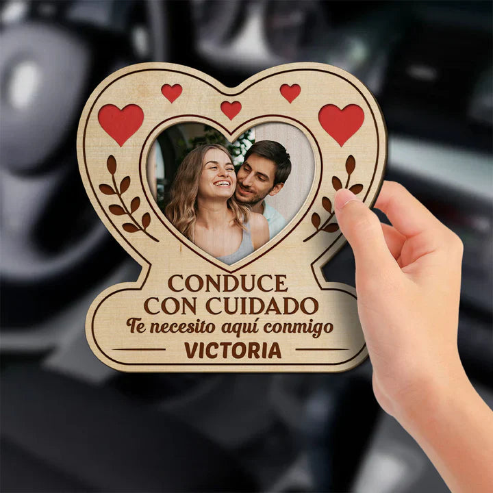 Personalized Car Sign for Couples with Heart Design - Romantic Gift Car Hanger MagicInPrints