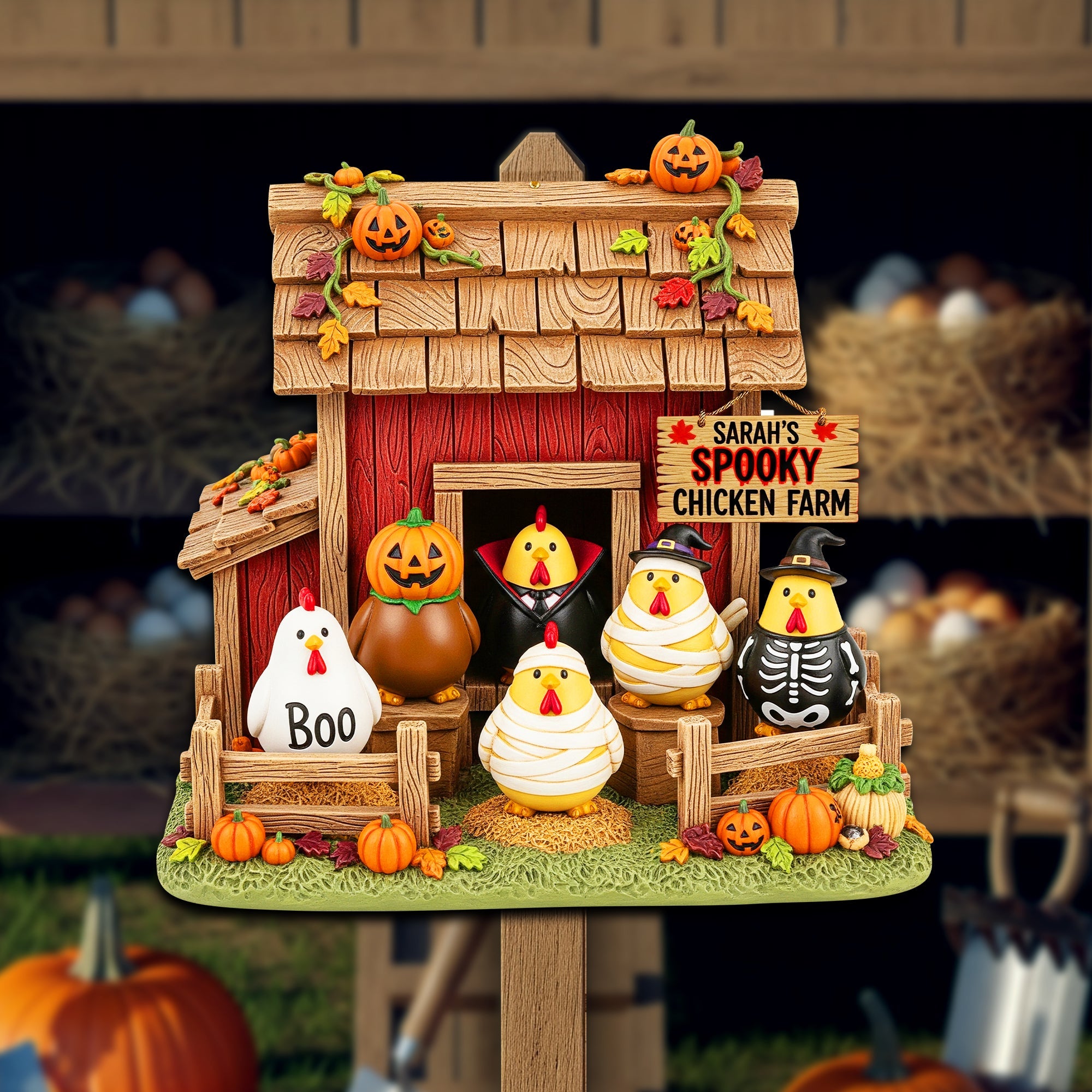 Get Spooked at Sarah's Spooky Chicken Farm - Personalized Sign for Chicken Lovers Wood Sign MagicInPrints