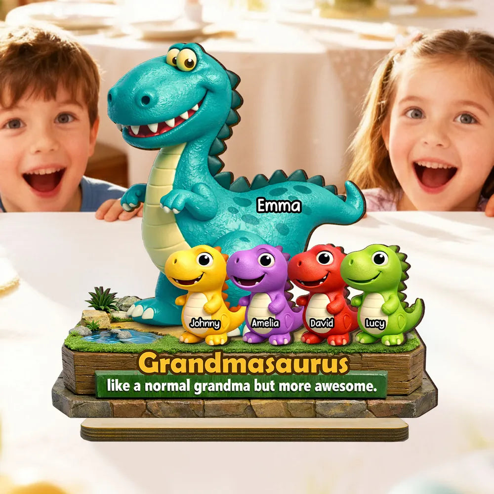 Personalized Grandmasaurus Dinosaur Figurine for Grandma - Fun Family Gift Plaque MagicInPrints