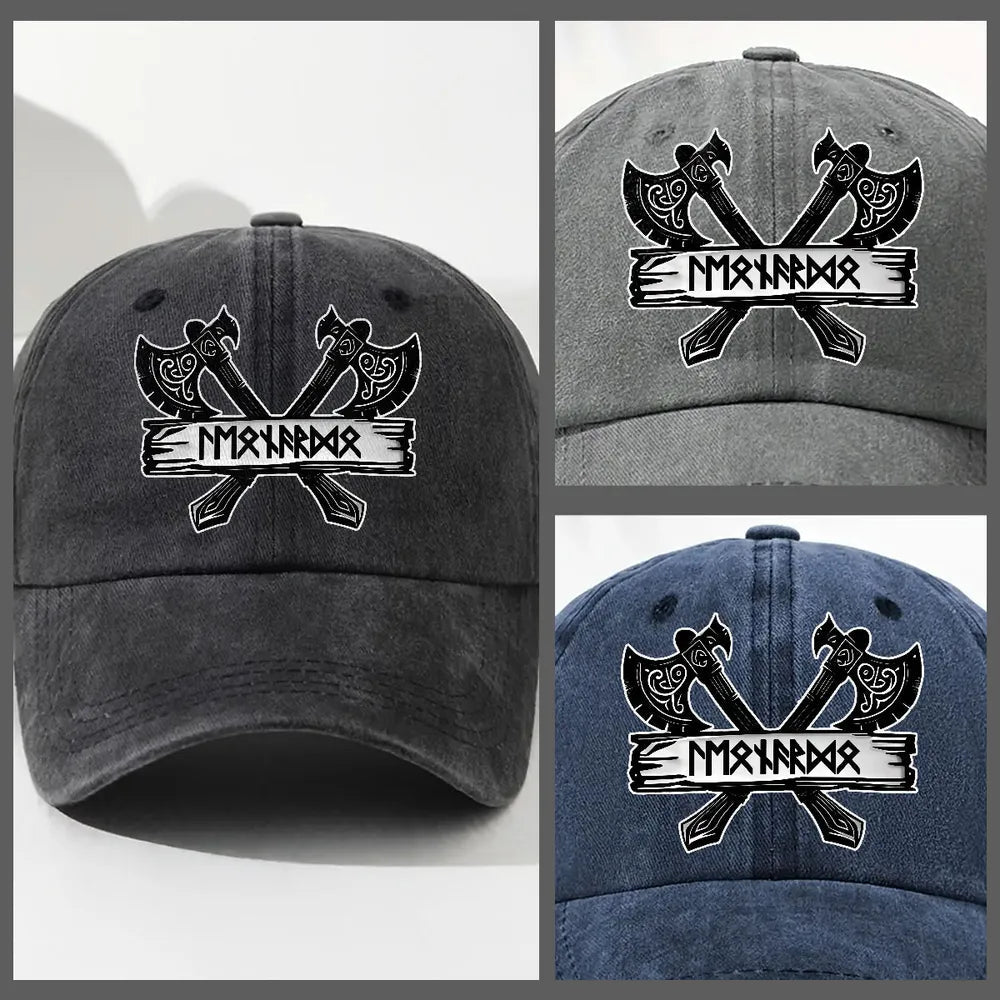 Custom Viking Rune Baseball Cap for Men - Norse Mythology Design Hat MagicInPrints
