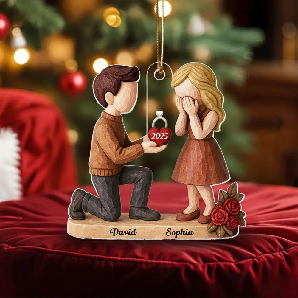 Personalized Engagement Ornament for Couples - Romantic Christmas Proposal Keepsake Ornament MagicInPrints