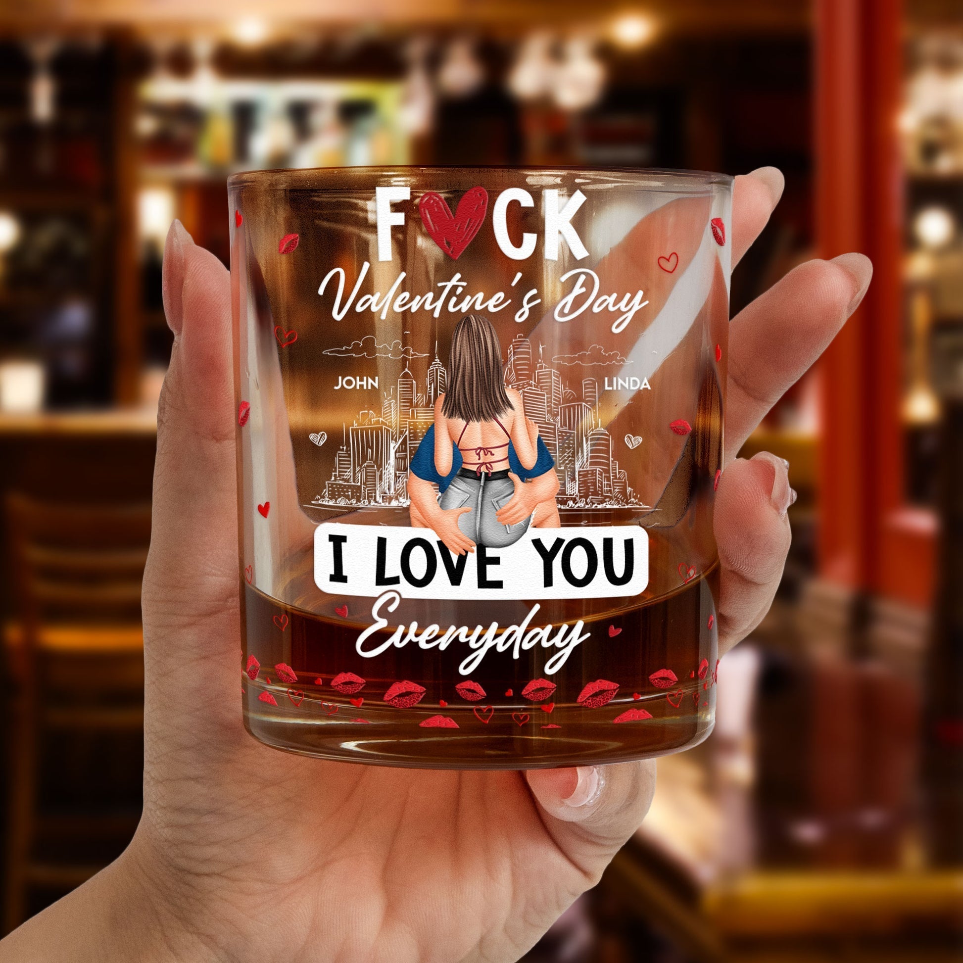 Personalized Valentine's Day Whiskey Glass for Couples - Romantic Gift Cup MagicInPrints