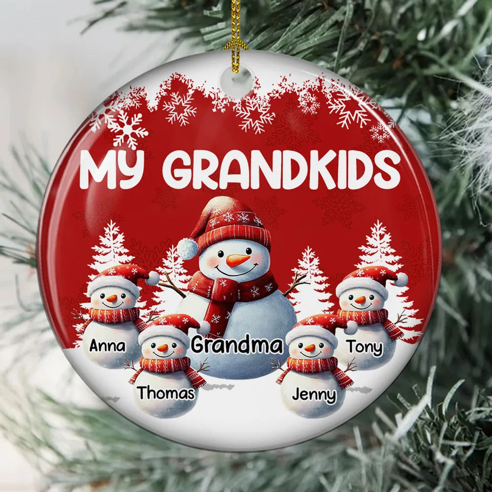 Personalized Christmas Ornament for Grandkids - Snowman Family Keepsake Ornament MagicInPrints