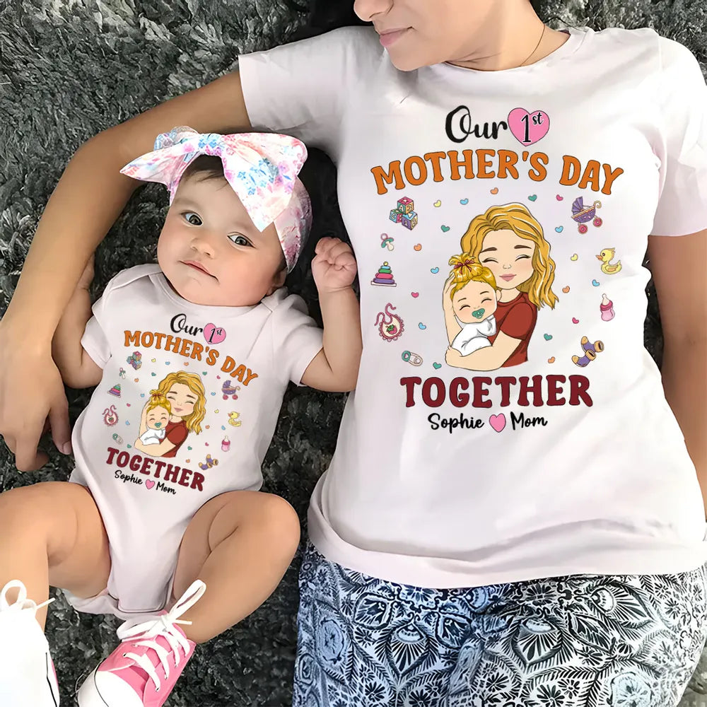 Personalized Mother and Baby Matching T-Shirts - First Mother's Day Gift Cloth MagicInPrints