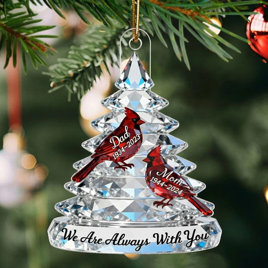 Personalized Memorial Christmas Ornament for Family - Crystal Tree with Cardinals Ornament MagicInPrints