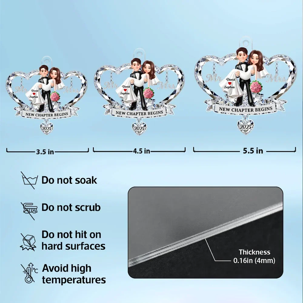 Personalized Wedding Ornament for Couples - First Christmas as Mr. and Mrs. 2025 Ornament MagicInPrints
