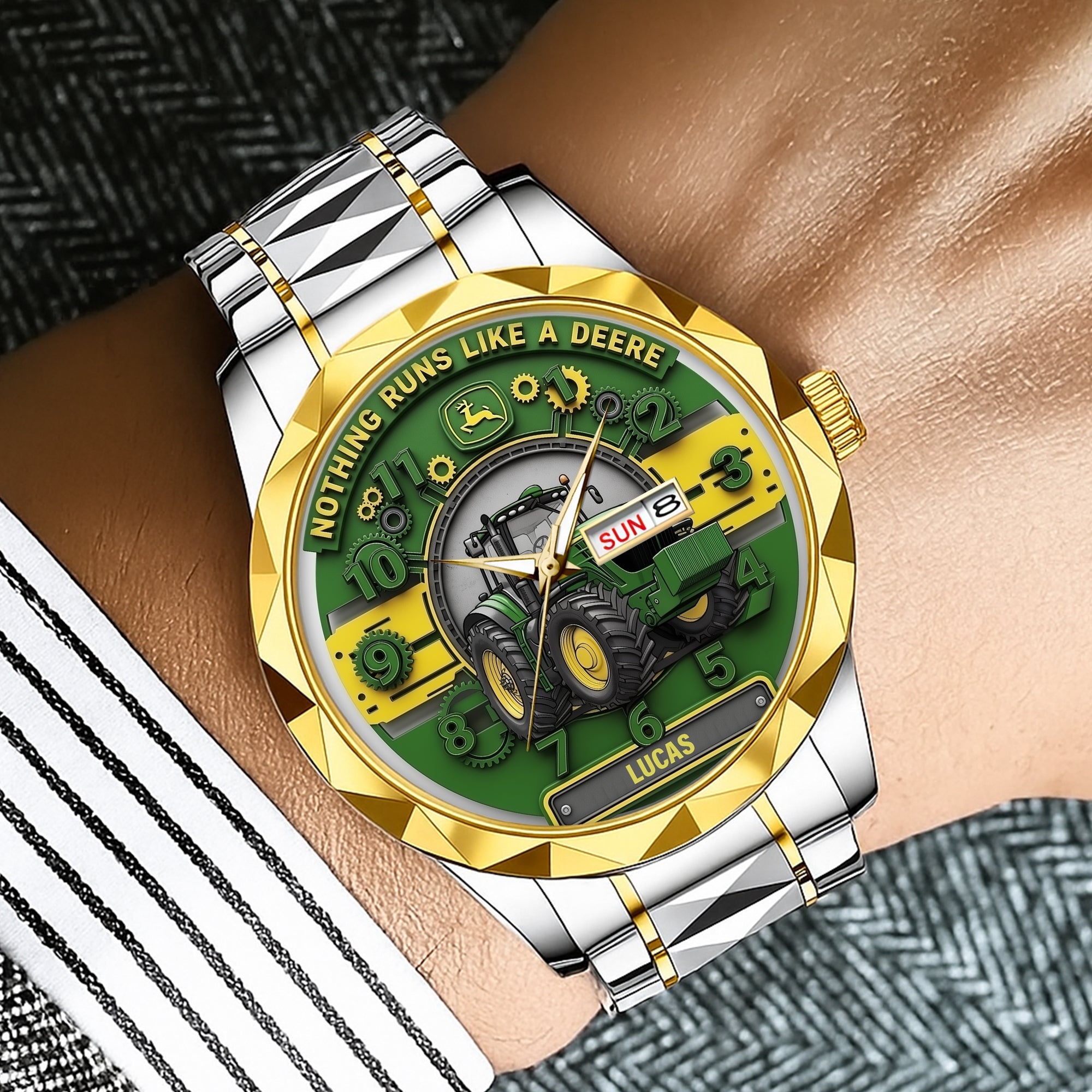 “Nothing Runs Like a Deere” - Personalized Men’s Watch for Tractor Lovers Men's Watch MagicInPrints
