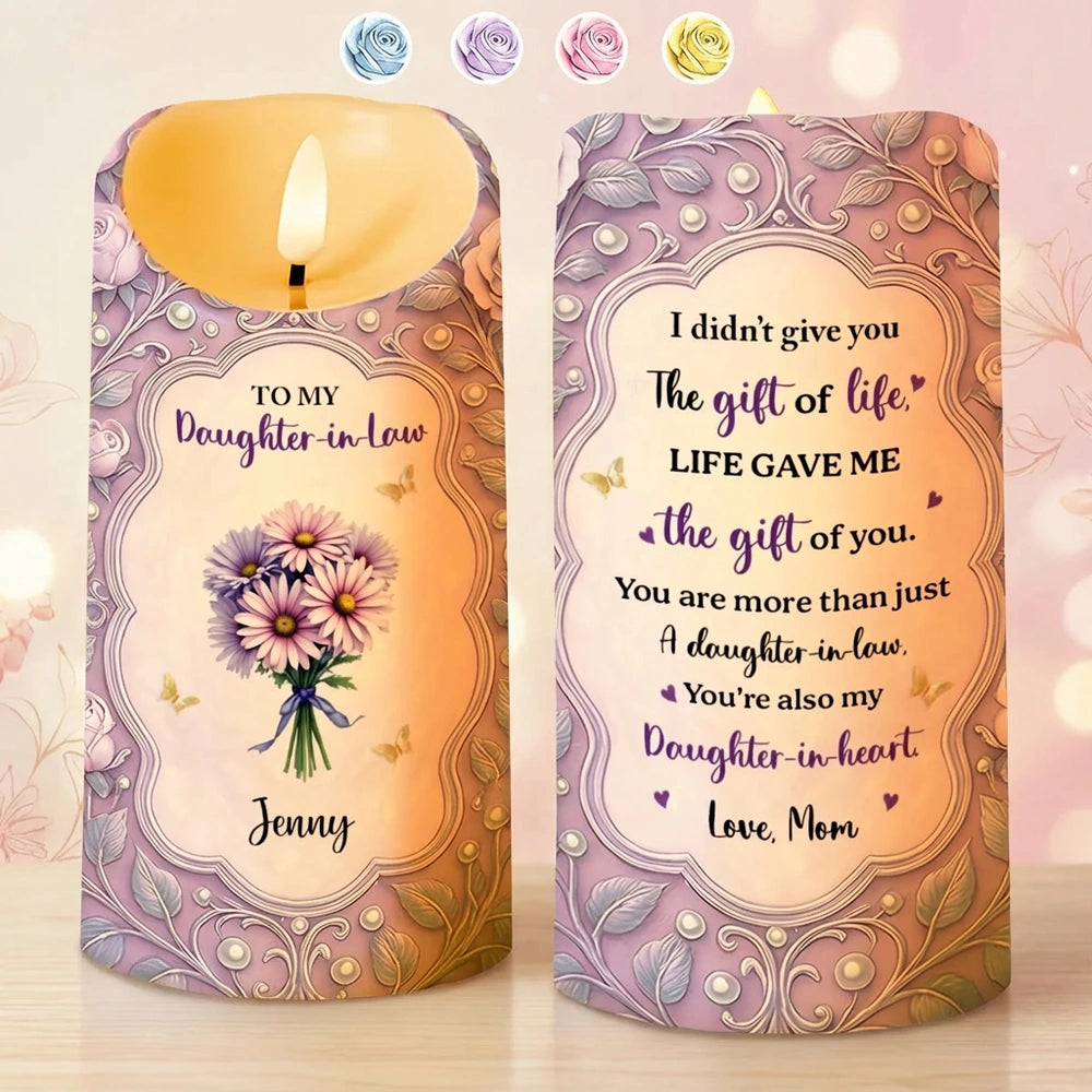 Personalized LED Candle for Daughter-in-Law with Heartfelt Message - Sentimental Gift Lamp MagicInPrints