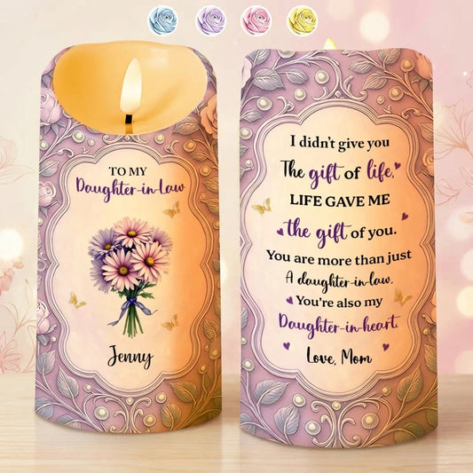Personalized LED Candle for Daughter-in-Law with Heartfelt Message - Sentimental Gift Lamp MagicInPrints