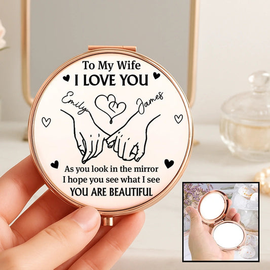 Personalized Compact Mirror for Wife - Romantic Gift with Engraved Message Beauty Tools MagicInPrints