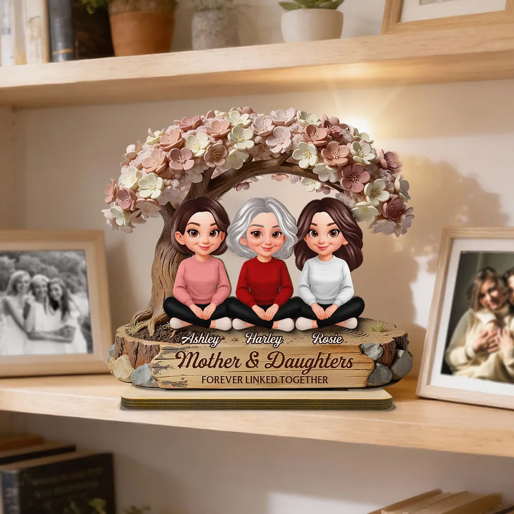 Personalized Mother & Daughters Figurine with Names - Sentimental Family Keepsake Plaque MagicInPrints