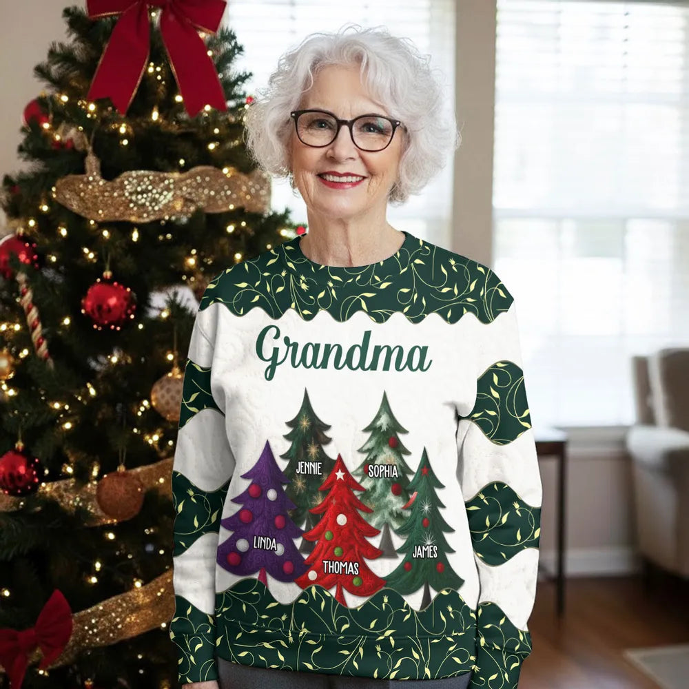 Personalized Christmas Sweater for Grandma with Family Names - Holiday Gift Cloth MagicInPrints