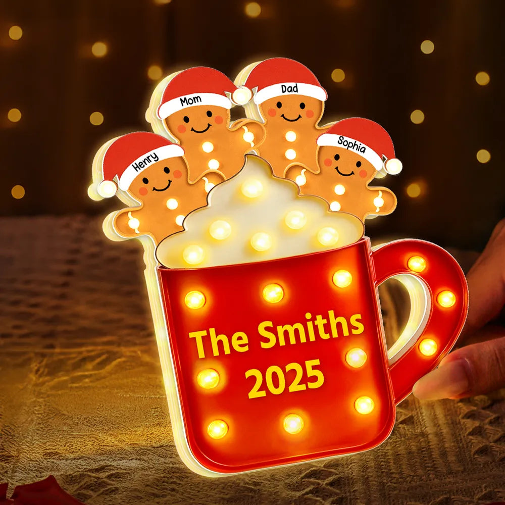 Personalized Family Christmas Light-Up Mug Sign - Festive Holiday Decor Plaque MagicInPrints