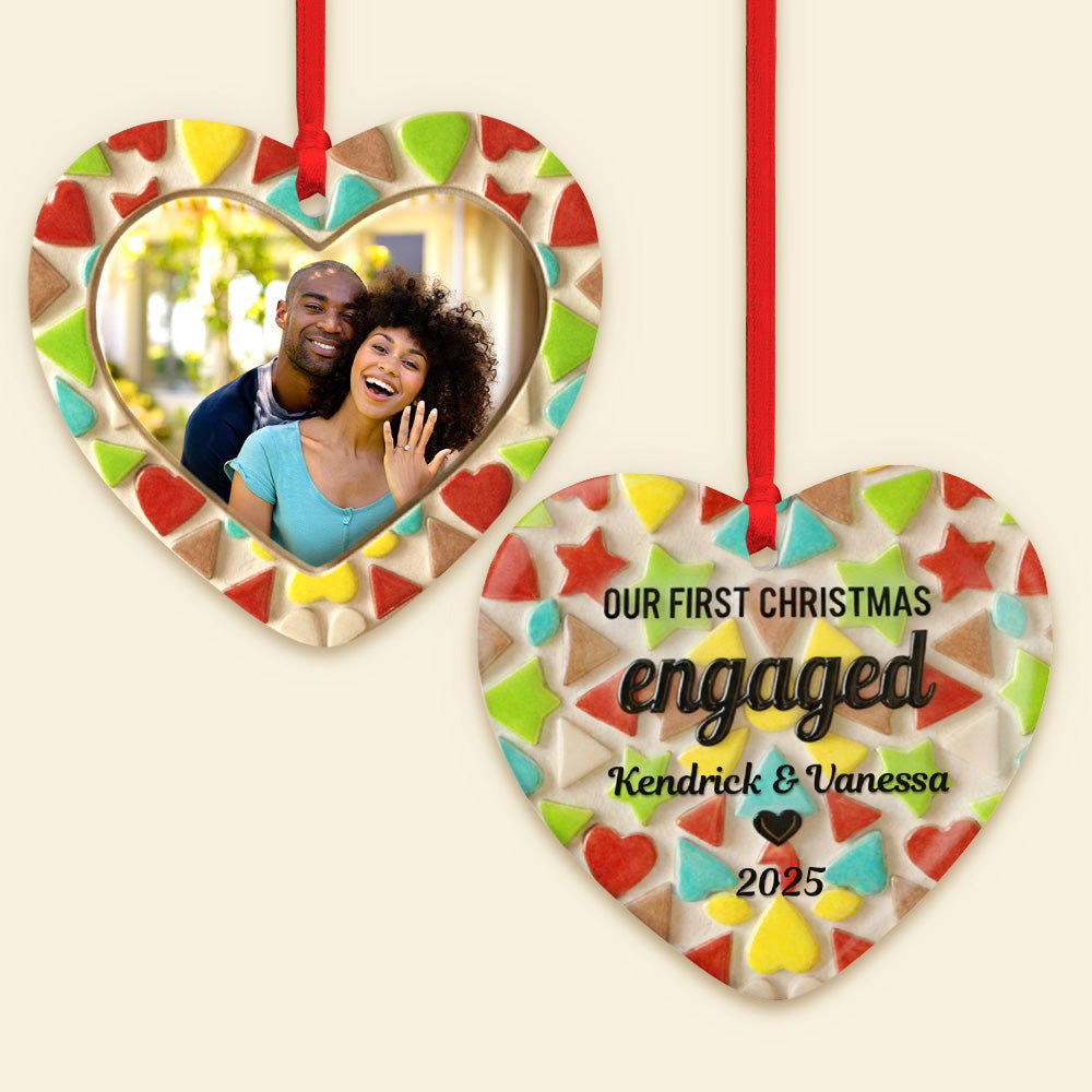 First Christmas Engaged Ornament, Personalized Gifts For Couple Ornament MagicInPrints