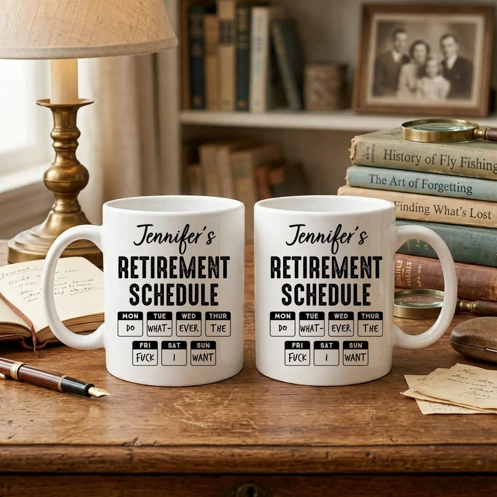 Personalized Retirement Mug for Retirees - Funny Daily Schedule Gift Cup MagicInPrints