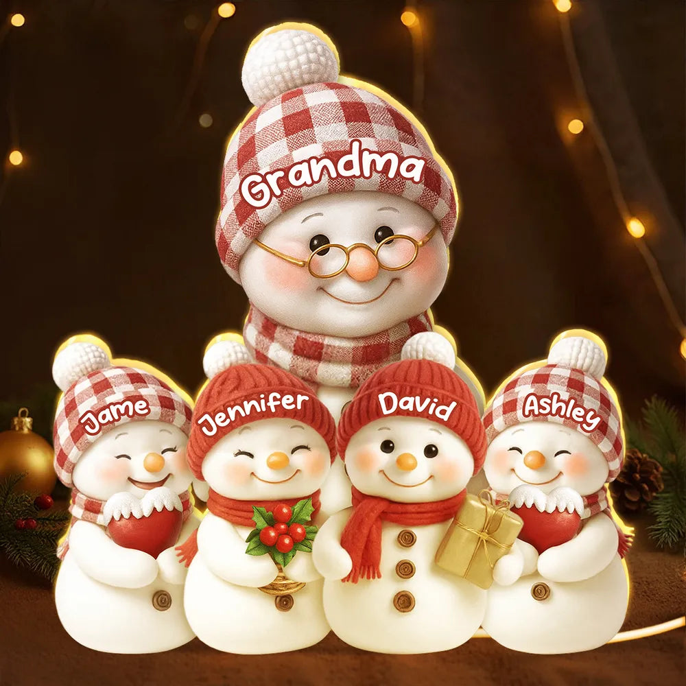 Personalized Snowman Family Figurine for Christmas - Custom Names Holiday Decor Plaque MagicInPrints