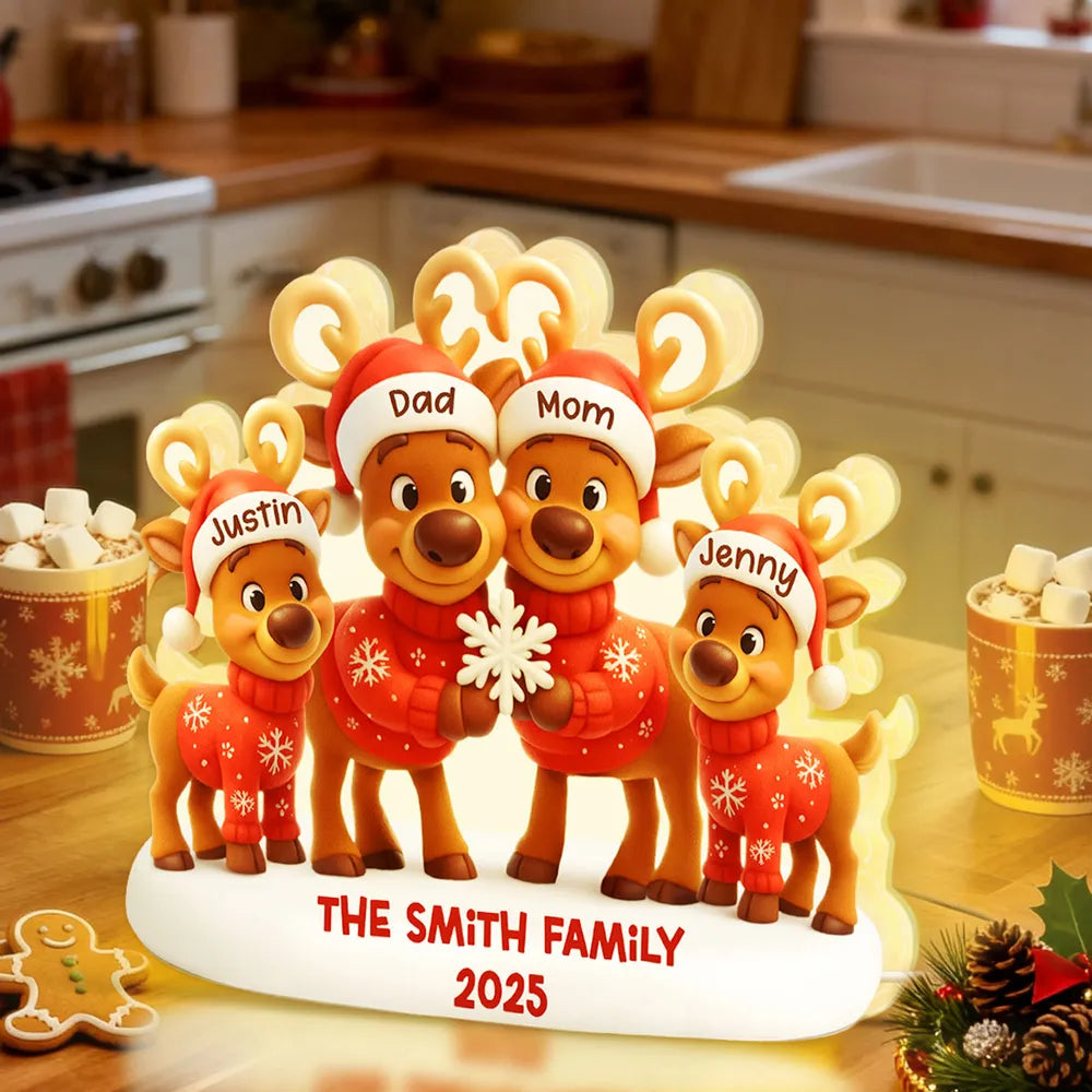 Personalized Family Reindeer Christmas Light - Festive Holiday Decor Plaque MagicInPrints