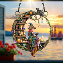 Load image into Gallery viewer, “Embrace the Magic of Reading” - Magical Witch Suncatcher Ornament - Personalized Gift for Book Lovers Ornament MagicInPrints
