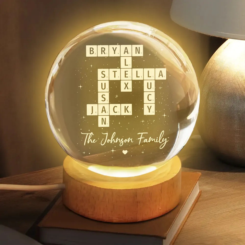 Custom Family Name Lamp Personalized Crossword Light - Home Decor Gift Lamp MagicInPrints