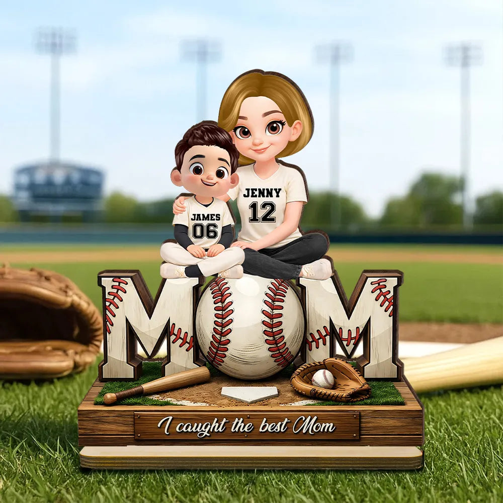 Personalized Baseball Mom Figurine with Kids Names - Perfect Gift for Mother's Day Plaque MagicInPrints