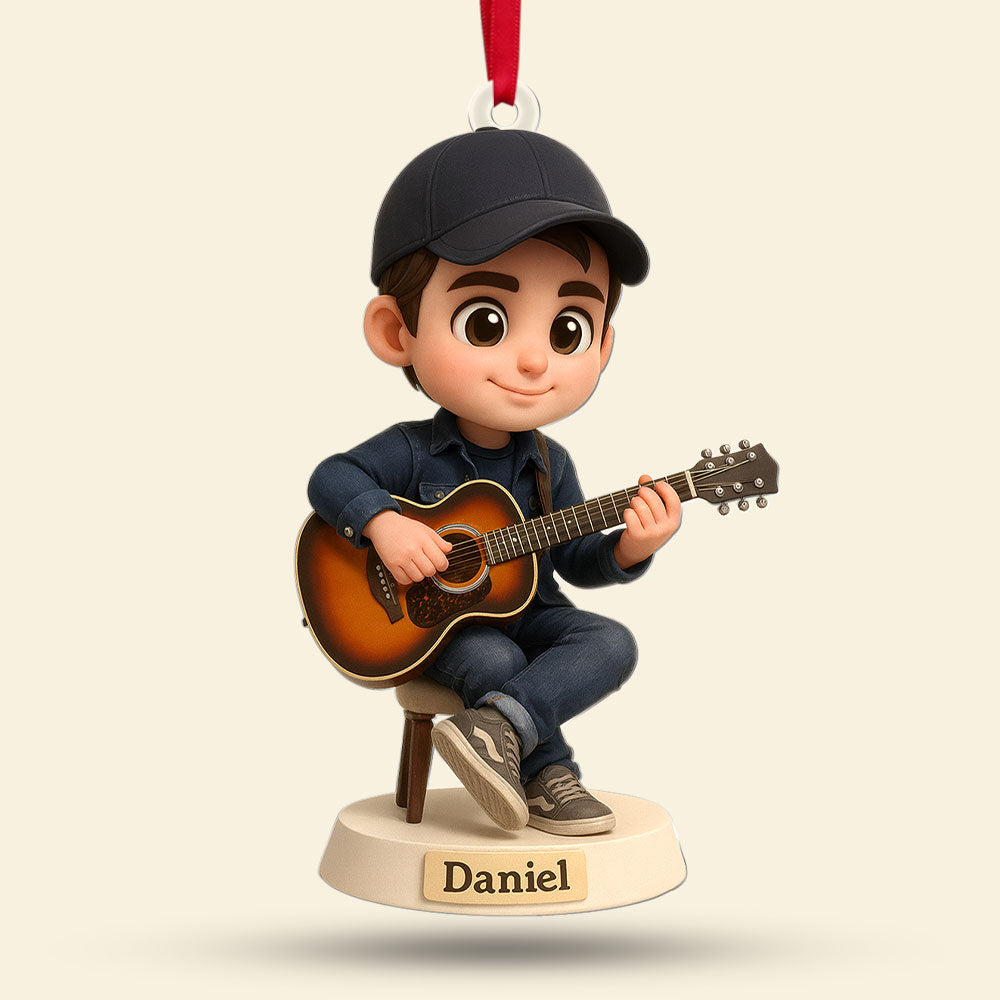 "Strum Your Heartstrings!" - Custom Guitarist Ornament - Personalized Gifts for Music Lovers Ornament PopCulturePrints