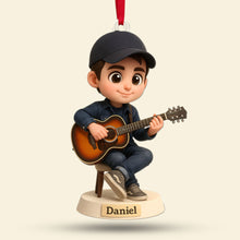 Load image into Gallery viewer, &quot;Strum Your Heartstrings!&quot; - Custom Guitarist Ornament - Personalized Gifts for Music Lovers Ornament PopCulturePrints
