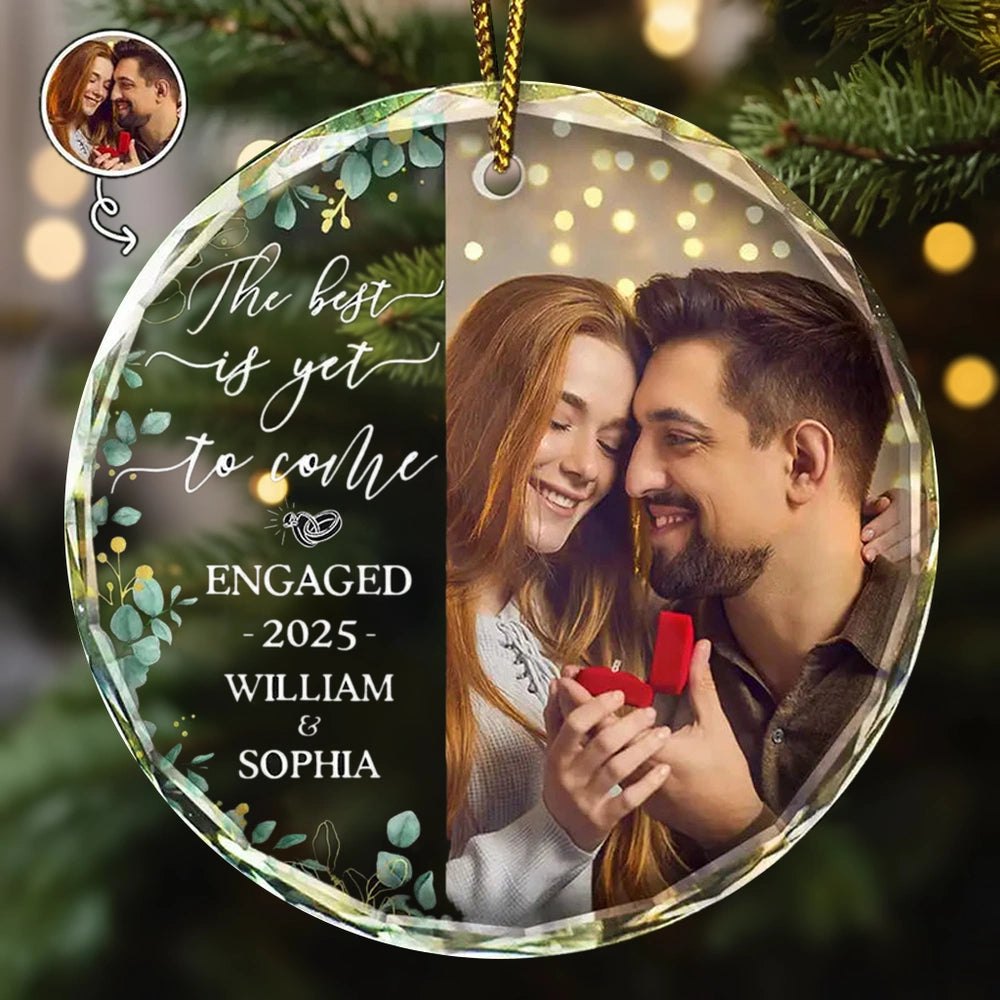 Personalized Engagement Ornament for Couples - Custom Photo Keepsake for 2025 Ornament MagicInPrints