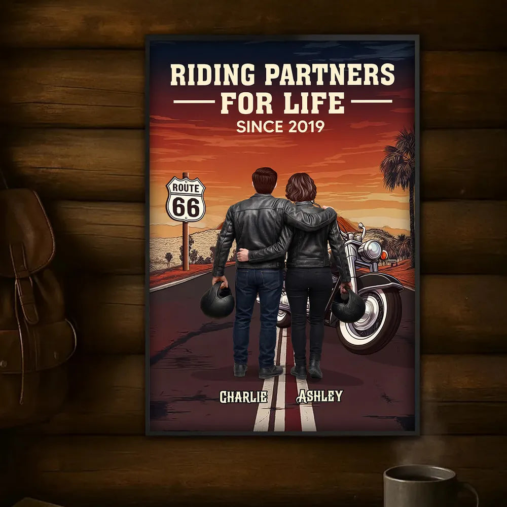 Personalized Motorcycle Couple Poster for Bikers - Anniversary Gift Poster or Canvas MagicInPrints