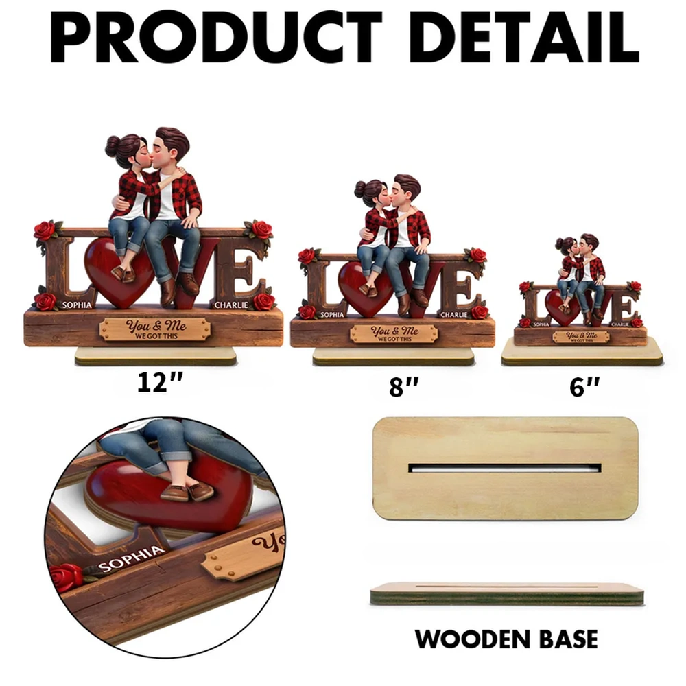 Personalized Couple Figurine Love Sculpture for Romantic Gift - Anniversary or Valentine's Day Plaque MagicInPrints