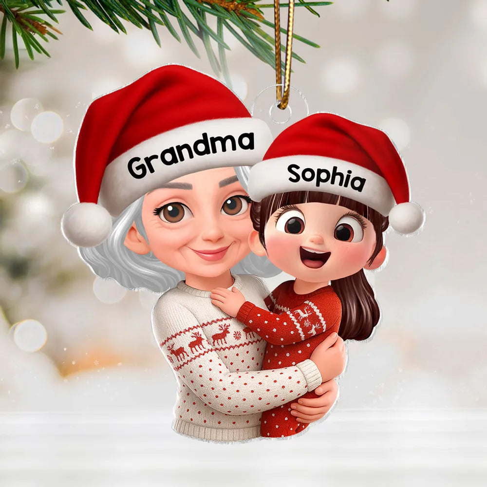 Custom Christmas Ornament for Grandma and Grandchild - Personalized Holiday Decor Ornament MagicInPrints