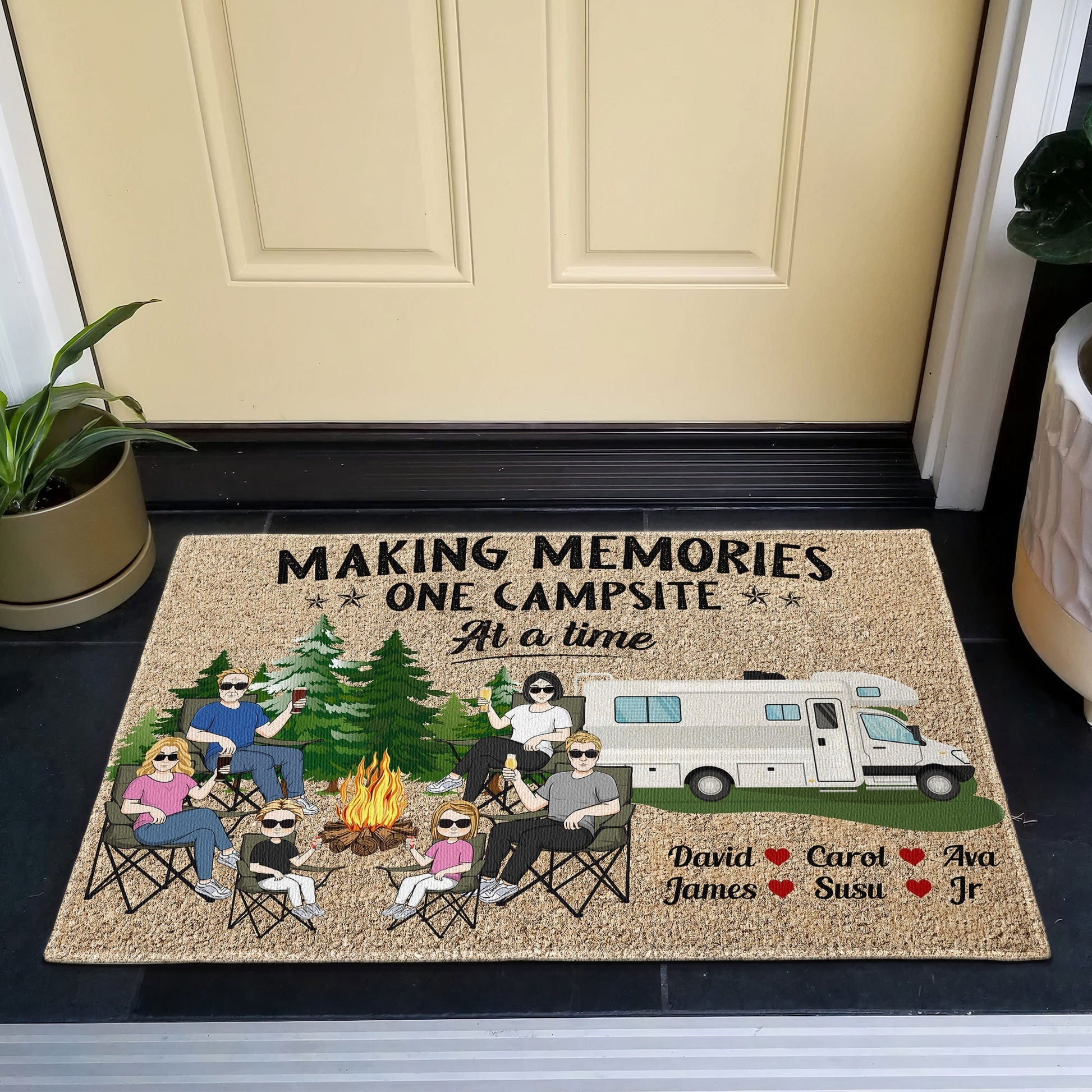 Personalized Camping Doormat for Families - Making Memories at Campsite Doormat MagicInPrints