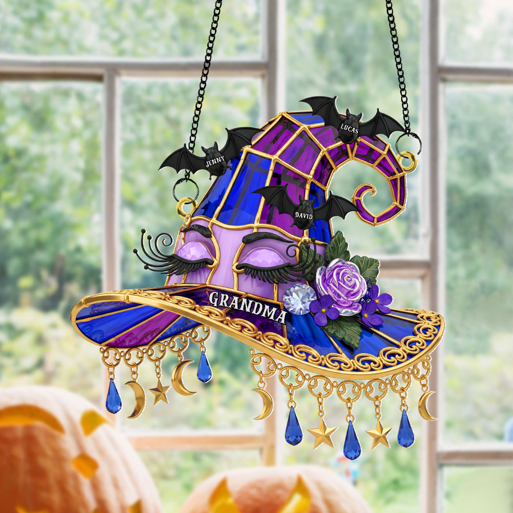 Witch Hat Suncatcher Ornament - Personalized Gift for Grandma