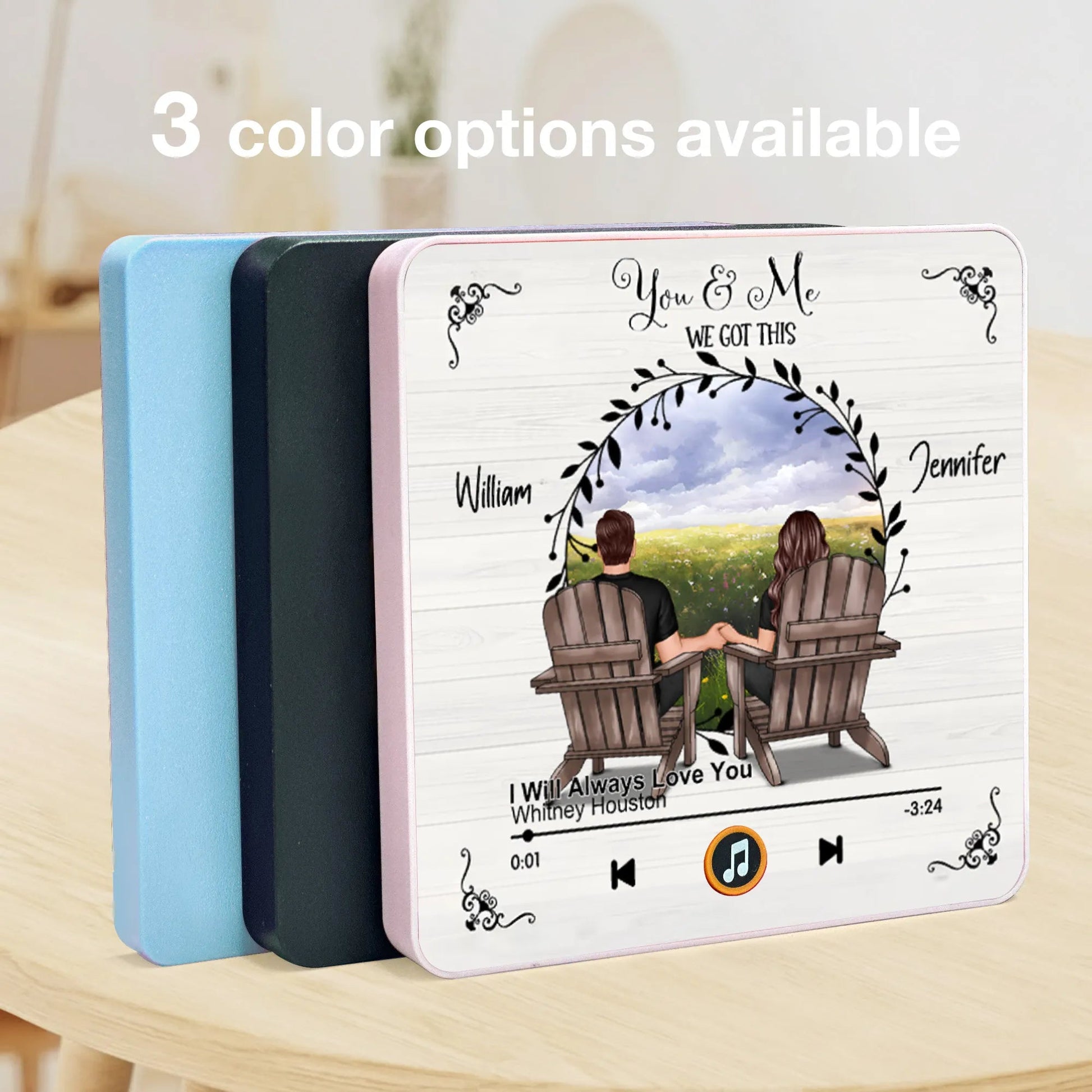 Personalized Music Plaque for Couples - Romantic Gift with Custom Names and Song Fridge Magnet MagicInPrints