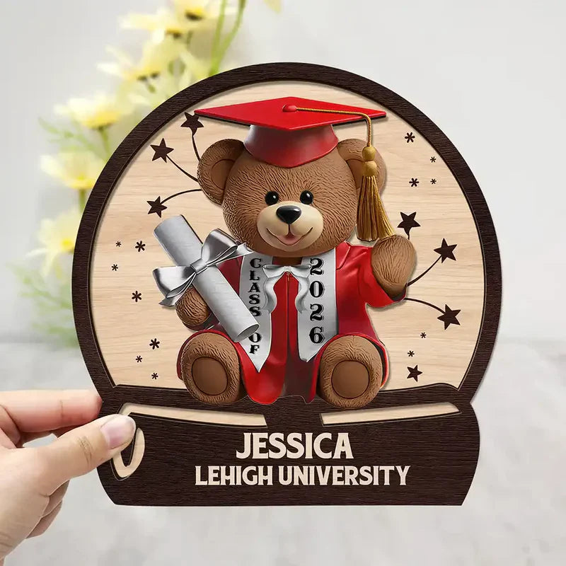 Personalized Graduation Teddy Bear Gift for Graduates - Class of 2026 Keepsake Plaque MagicInPrints