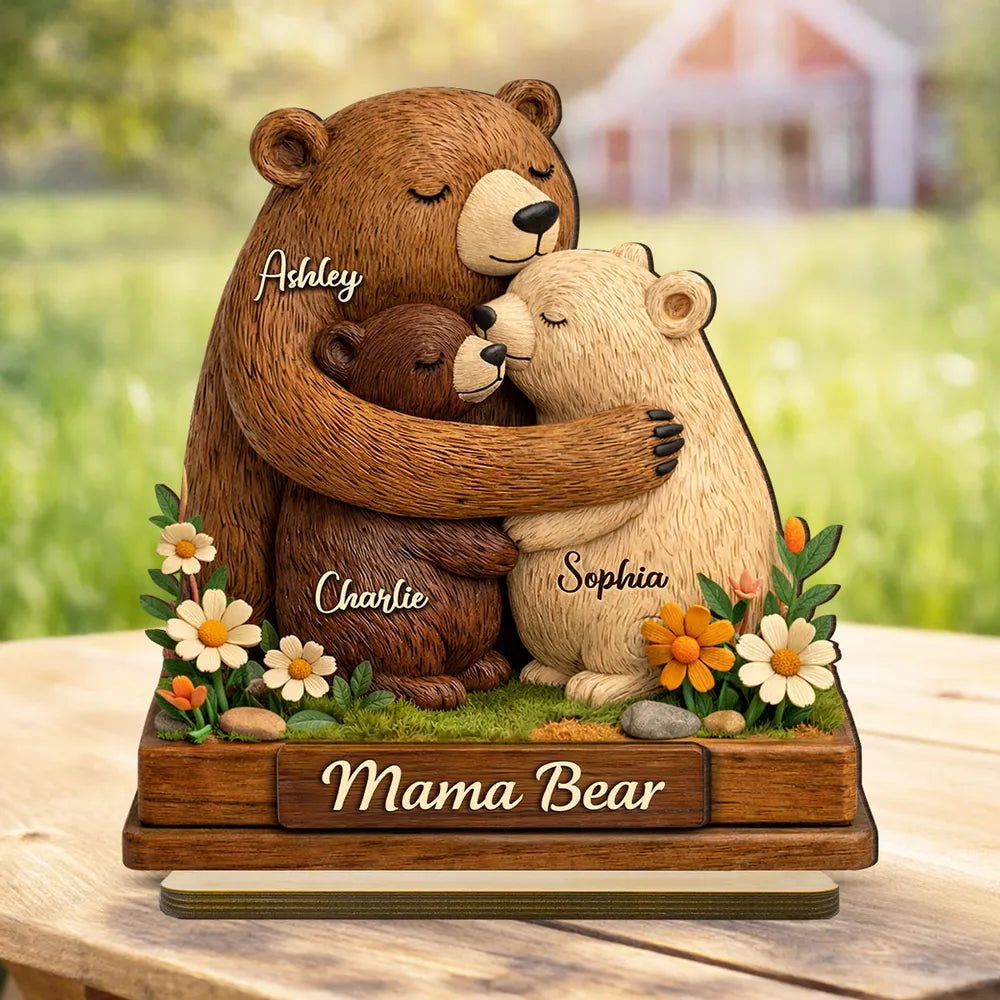 Personalized Mama Bear Family Figurine for Mother's Day - Custom Names Plaque MagicInPrints