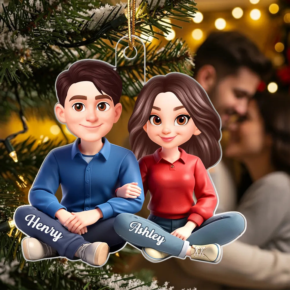 Custom Cartoon Couple Ornament for Couples with Names - Christmas Decoration Ornament MagicInPrints