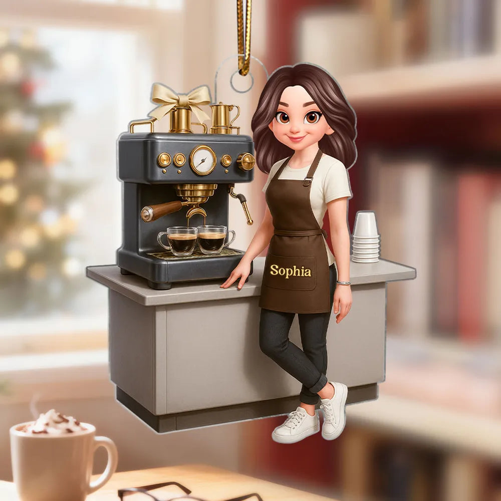 Personalized Barista Ornament for Coffee Lovers - Holiday Decoration Ornament MagicInPrints