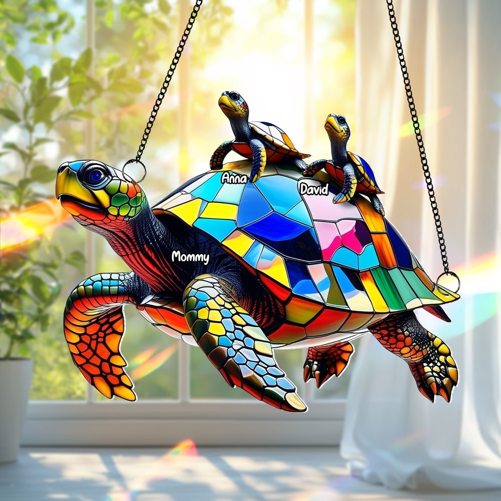 “Cherished Moments” - Sea Turtle Family Ornament - Personalized Gift for Grandma, Mom, and Loved Ones