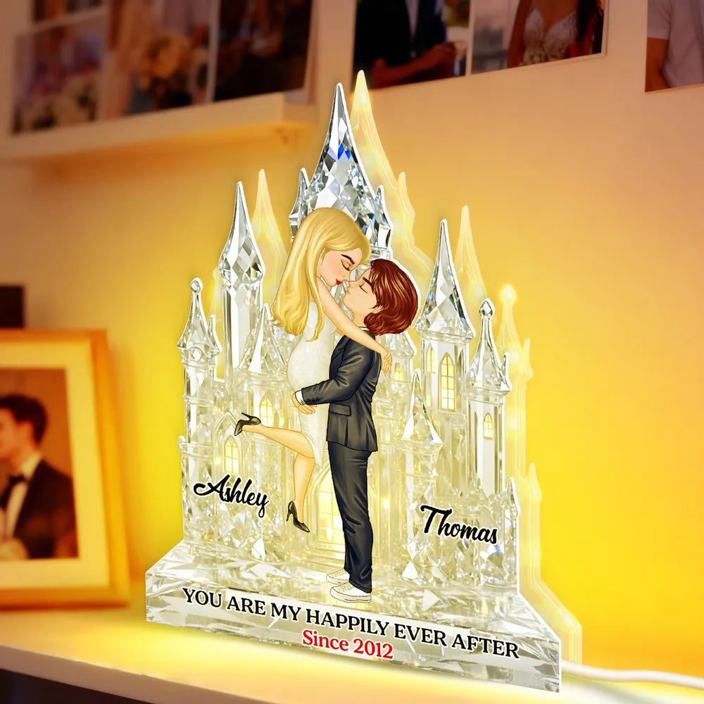 Personalized Crystal Castle Couple Figurine for Anniversary - Romantic Keepsake Gift Plaque MagicInPrints
