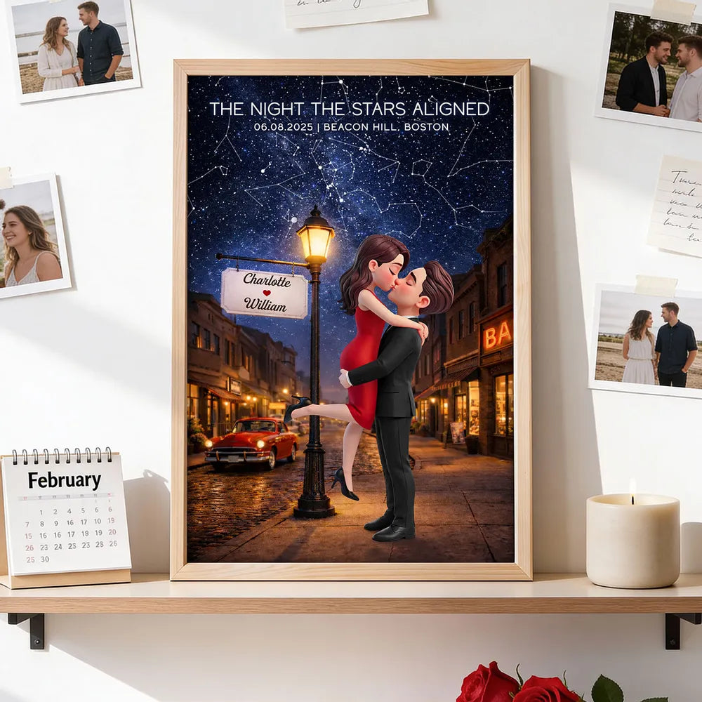 Personalized Romantic Night Sky Art Print for Couples - Anniversary Gift Poster or Canvas MagicInPrints